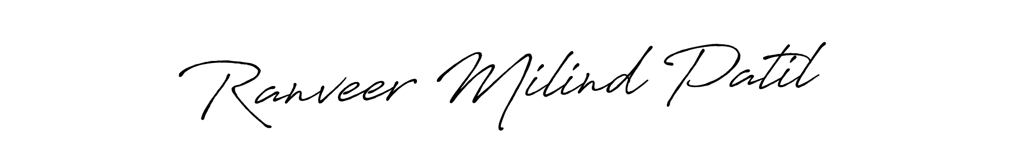 Create a beautiful signature design for name Ranveer Milind Patil. With this signature (Antro_Vectra_Bolder) fonts, you can make a handwritten signature for free. Ranveer Milind Patil signature style 7 images and pictures png