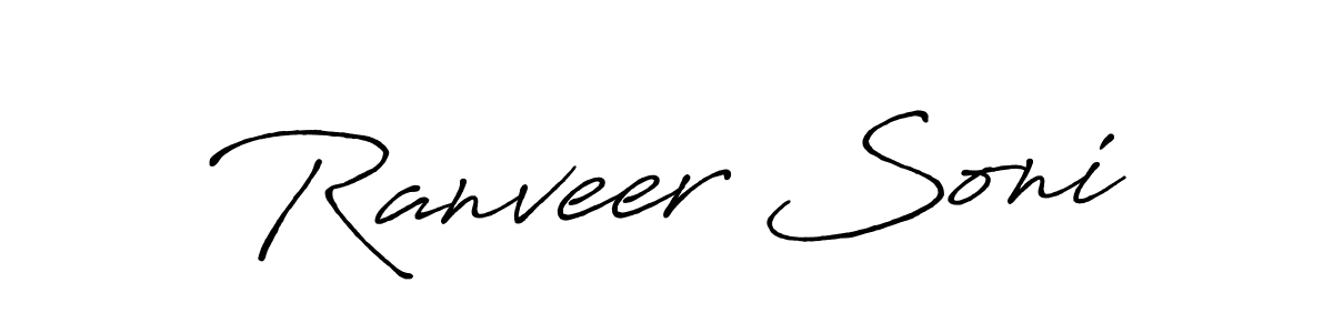 Antro_Vectra_Bolder is a professional signature style that is perfect for those who want to add a touch of class to their signature. It is also a great choice for those who want to make their signature more unique. Get Ranveer Soni name to fancy signature for free. Ranveer Soni signature style 7 images and pictures png
