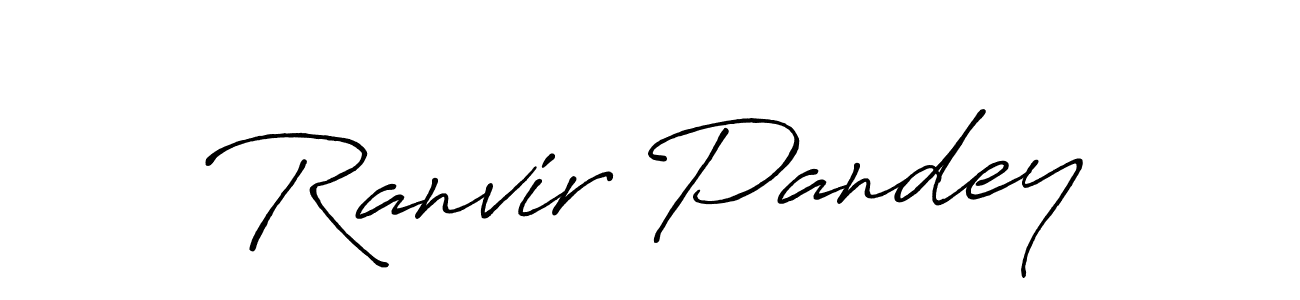 How to make Ranvir Pandey name signature. Use Antro_Vectra_Bolder style for creating short signs online. This is the latest handwritten sign. Ranvir Pandey signature style 7 images and pictures png