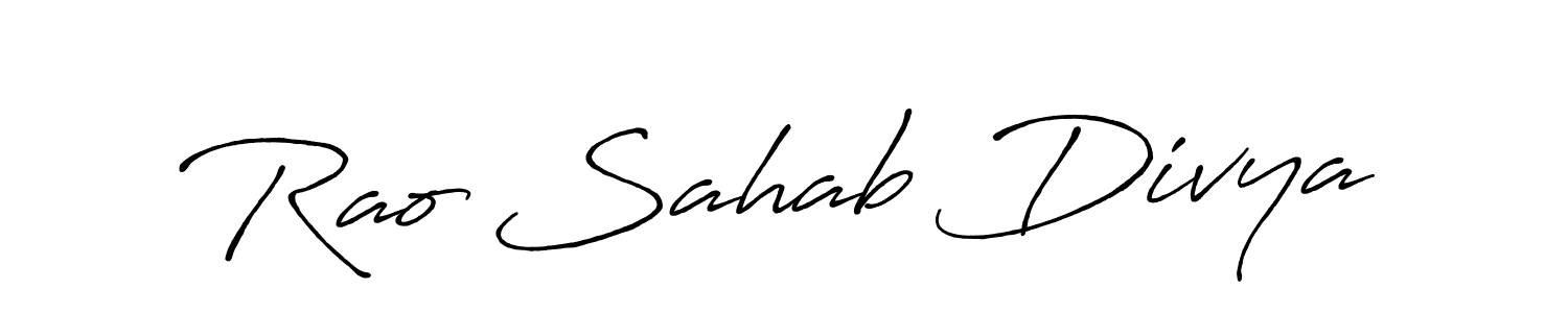 Create a beautiful signature design for name Rao Sahab Divya. With this signature (Antro_Vectra_Bolder) fonts, you can make a handwritten signature for free. Rao Sahab Divya signature style 7 images and pictures png