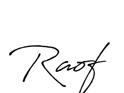 Design your own signature with our free online signature maker. With this signature software, you can create a handwritten (Antro_Vectra_Bolder) signature for name Raof. Raof signature style 7 images and pictures png