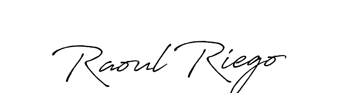 How to make Raoul Riego name signature. Use Antro_Vectra_Bolder style for creating short signs online. This is the latest handwritten sign. Raoul Riego signature style 7 images and pictures png