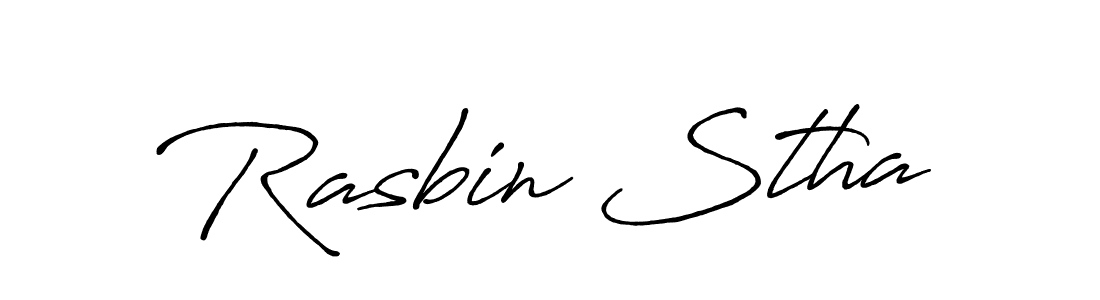 Antro_Vectra_Bolder is a professional signature style that is perfect for those who want to add a touch of class to their signature. It is also a great choice for those who want to make their signature more unique. Get Rasbin Stha name to fancy signature for free. Rasbin Stha signature style 7 images and pictures png