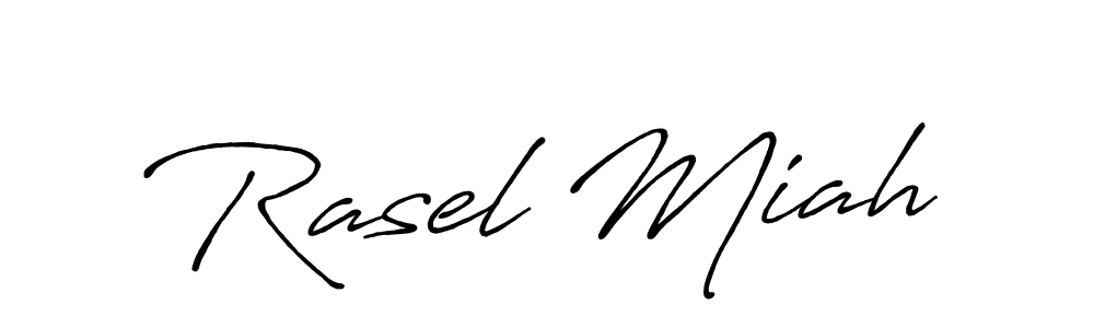 How to make Rasel Miah name signature. Use Antro_Vectra_Bolder style for creating short signs online. This is the latest handwritten sign. Rasel Miah signature style 7 images and pictures png