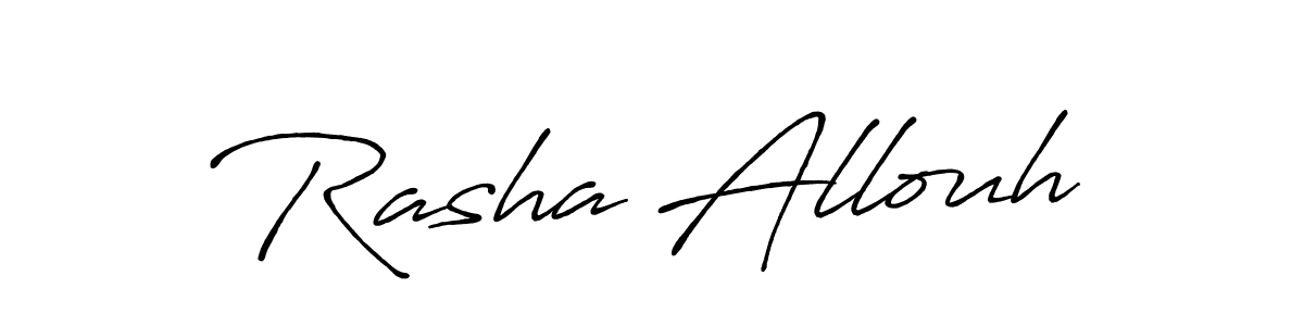 The best way (Antro_Vectra_Bolder) to make a short signature is to pick only two or three words in your name. The name Rasha Allouh include a total of six letters. For converting this name. Rasha Allouh signature style 7 images and pictures png