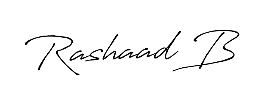 Use a signature maker to create a handwritten signature online. With this signature software, you can design (Antro_Vectra_Bolder) your own signature for name Rashaad B. Rashaad B signature style 7 images and pictures png