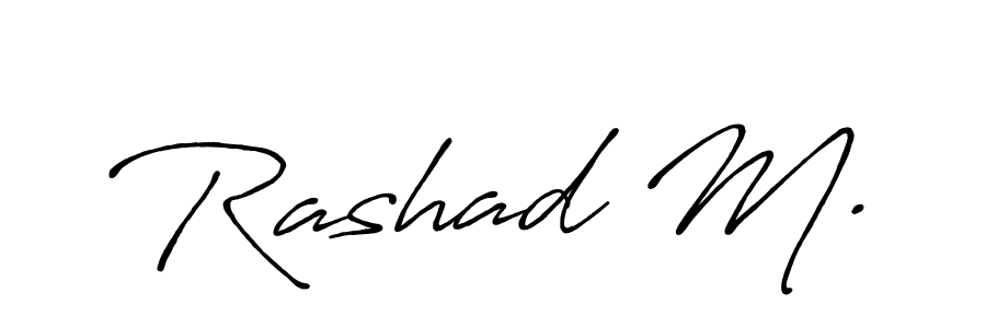 How to make Rashad M. name signature. Use Antro_Vectra_Bolder style for creating short signs online. This is the latest handwritten sign. Rashad M. signature style 7 images and pictures png