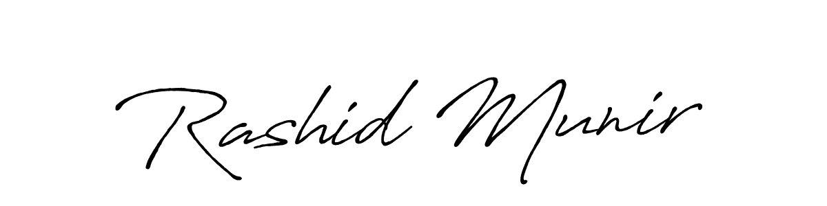 This is the best signature style for the Rashid Munir name. Also you like these signature font (Antro_Vectra_Bolder). Mix name signature. Rashid Munir signature style 7 images and pictures png