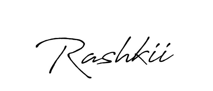 Use a signature maker to create a handwritten signature online. With this signature software, you can design (Antro_Vectra_Bolder) your own signature for name Rashkii. Rashkii signature style 7 images and pictures png