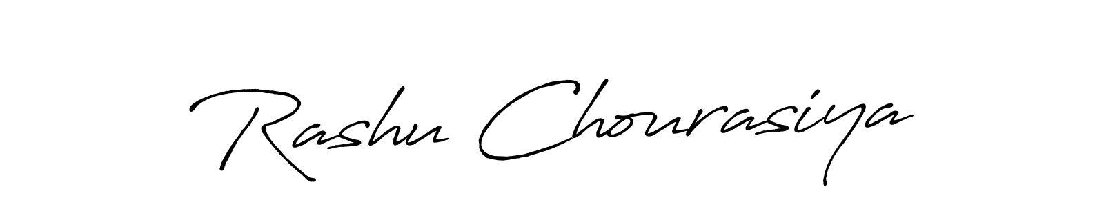 How to make Rashu Chourasiya name signature. Use Antro_Vectra_Bolder style for creating short signs online. This is the latest handwritten sign. Rashu Chourasiya signature style 7 images and pictures png