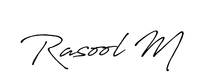 Design your own signature with our free online signature maker. With this signature software, you can create a handwritten (Antro_Vectra_Bolder) signature for name Rasool M. Rasool M signature style 7 images and pictures png