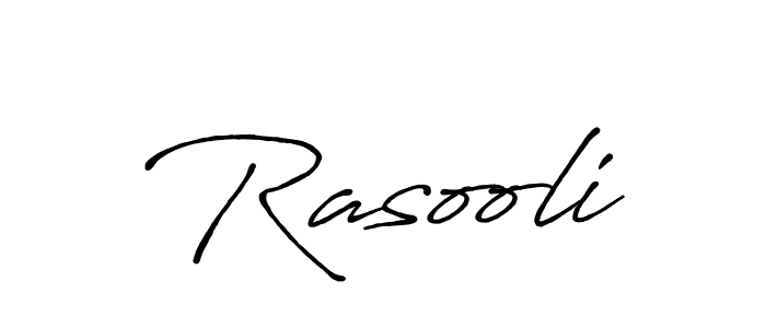 Make a beautiful signature design for name Rasooli. With this signature (Antro_Vectra_Bolder) style, you can create a handwritten signature for free. Rasooli signature style 7 images and pictures png