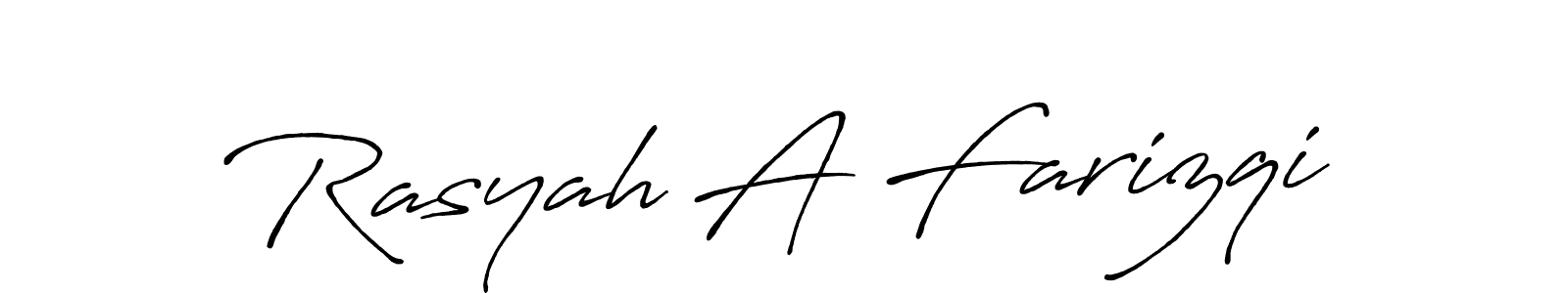 How to make Rasyah A Farizqi name signature. Use Antro_Vectra_Bolder style for creating short signs online. This is the latest handwritten sign. Rasyah A Farizqi signature style 7 images and pictures png