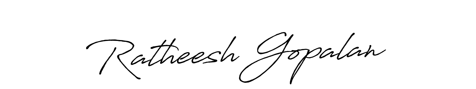 The best way (Antro_Vectra_Bolder) to make a short signature is to pick only two or three words in your name. The name Ratheesh Gopalan include a total of six letters. For converting this name. Ratheesh Gopalan signature style 7 images and pictures png