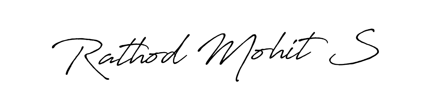 How to make Rathod Mohit S name signature. Use Antro_Vectra_Bolder style for creating short signs online. This is the latest handwritten sign. Rathod Mohit S signature style 7 images and pictures png