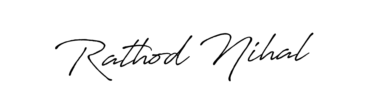 How to make Rathod Nihal name signature. Use Antro_Vectra_Bolder style for creating short signs online. This is the latest handwritten sign. Rathod Nihal signature style 7 images and pictures png