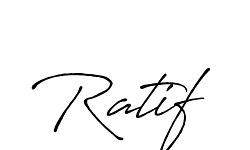 How to make Ratif name signature. Use Antro_Vectra_Bolder style for creating short signs online. This is the latest handwritten sign. Ratif signature style 7 images and pictures png