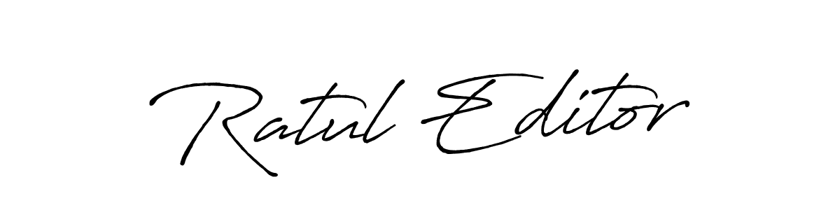 Create a beautiful signature design for name Ratul Editor. With this signature (Antro_Vectra_Bolder) fonts, you can make a handwritten signature for free. Ratul Editor signature style 7 images and pictures png