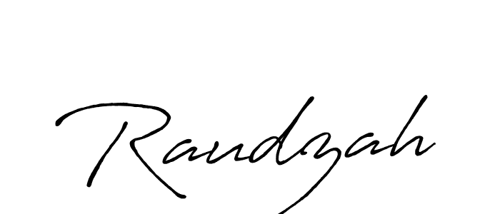 Use a signature maker to create a handwritten signature online. With this signature software, you can design (Antro_Vectra_Bolder) your own signature for name Raudzah. Raudzah signature style 7 images and pictures png