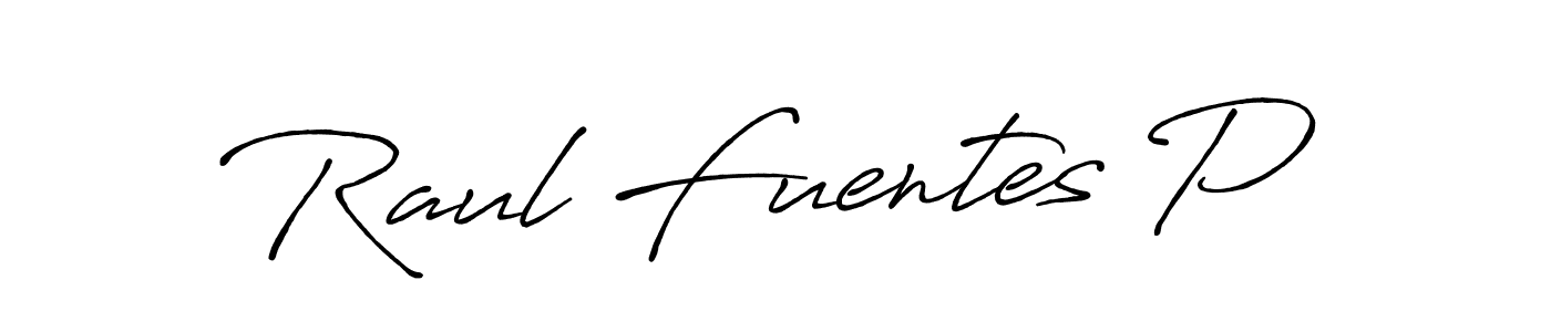 How to make Raul Fuentes P signature? Antro_Vectra_Bolder is a professional autograph style. Create handwritten signature for Raul Fuentes P name. Raul Fuentes P signature style 7 images and pictures png