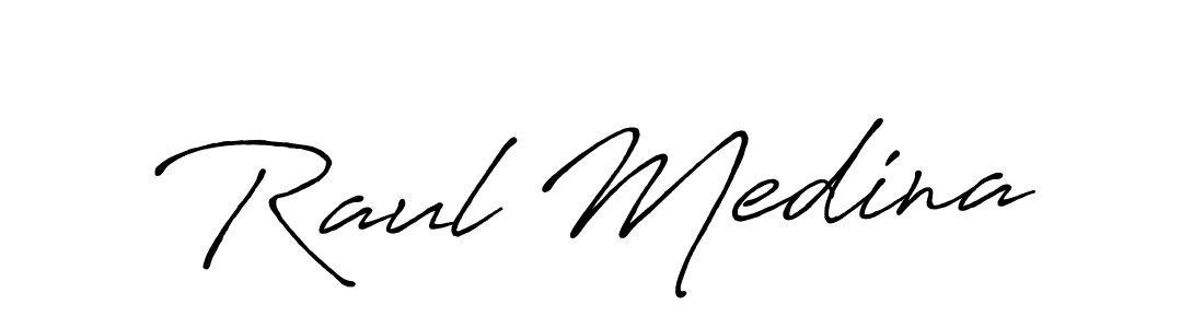 How to make Raul Medina name signature. Use Antro_Vectra_Bolder style for creating short signs online. This is the latest handwritten sign. Raul Medina signature style 7 images and pictures png