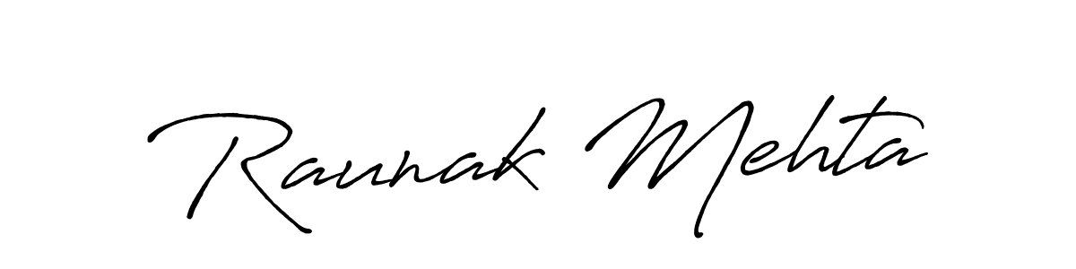 Create a beautiful signature design for name Raunak Mehta. With this signature (Antro_Vectra_Bolder) fonts, you can make a handwritten signature for free. Raunak Mehta signature style 7 images and pictures png