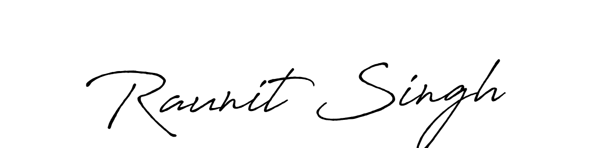 How to make Raunit Singh name signature. Use Antro_Vectra_Bolder style for creating short signs online. This is the latest handwritten sign. Raunit Singh signature style 7 images and pictures png