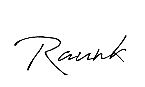 Use a signature maker to create a handwritten signature online. With this signature software, you can design (Antro_Vectra_Bolder) your own signature for name Raunk. Raunk signature style 7 images and pictures png