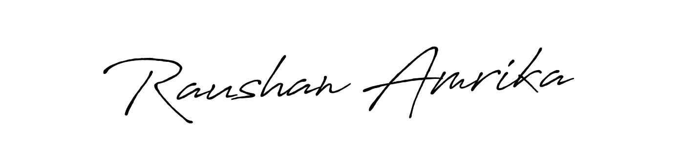 How to make Raushan Amrika name signature. Use Antro_Vectra_Bolder style for creating short signs online. This is the latest handwritten sign. Raushan Amrika signature style 7 images and pictures png