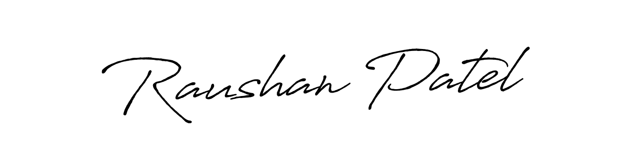 Make a beautiful signature design for name Raushan Patel. With this signature (Antro_Vectra_Bolder) style, you can create a handwritten signature for free. Raushan Patel signature style 7 images and pictures png