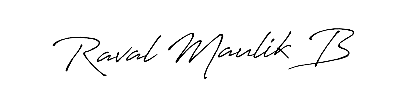 The best way (Antro_Vectra_Bolder) to make a short signature is to pick only two or three words in your name. The name Raval Maulik B include a total of six letters. For converting this name. Raval Maulik B signature style 7 images and pictures png