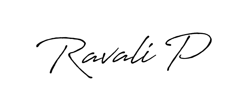 Create a beautiful signature design for name Ravali P. With this signature (Antro_Vectra_Bolder) fonts, you can make a handwritten signature for free. Ravali P signature style 7 images and pictures png