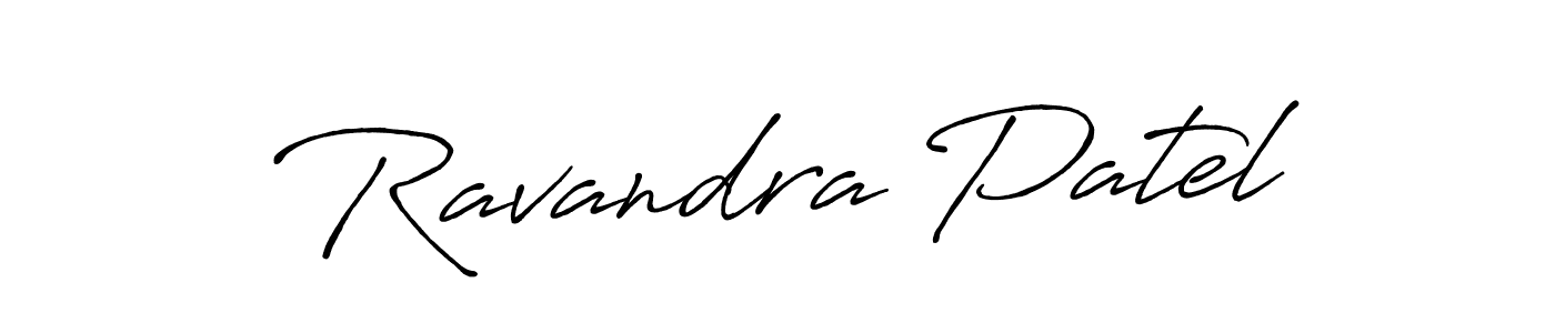 How to make Ravandra Patel name signature. Use Antro_Vectra_Bolder style for creating short signs online. This is the latest handwritten sign. Ravandra Patel signature style 7 images and pictures png