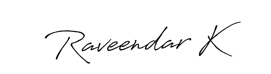 How to make Raveendar K name signature. Use Antro_Vectra_Bolder style for creating short signs online. This is the latest handwritten sign. Raveendar K signature style 7 images and pictures png