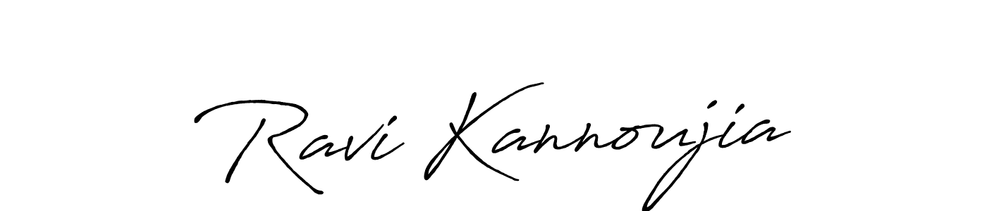 How to make Ravi Kannoujia name signature. Use Antro_Vectra_Bolder style for creating short signs online. This is the latest handwritten sign. Ravi Kannoujia signature style 7 images and pictures png