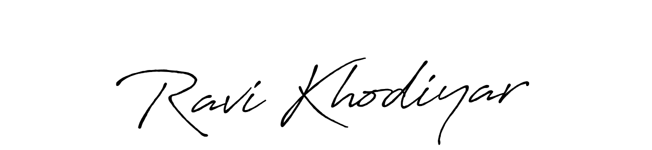 Make a beautiful signature design for name Ravi Khodiyar. With this signature (Antro_Vectra_Bolder) style, you can create a handwritten signature for free. Ravi Khodiyar signature style 7 images and pictures png