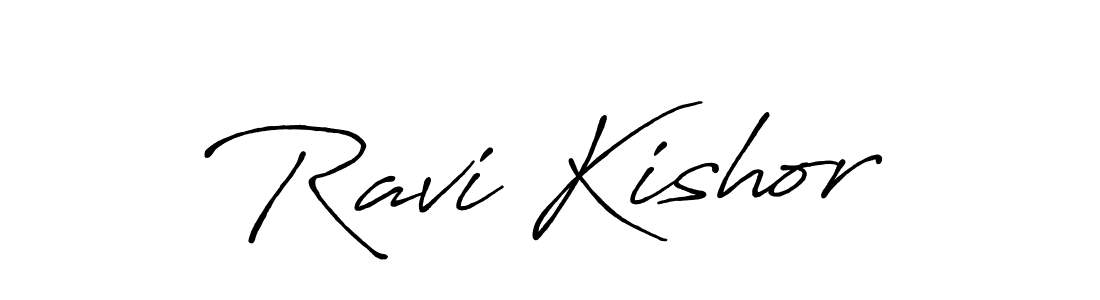 How to make Ravi Kishor name signature. Use Antro_Vectra_Bolder style for creating short signs online. This is the latest handwritten sign. Ravi Kishor signature style 7 images and pictures png