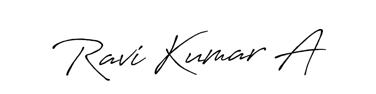 How to make Ravi Kumar A name signature. Use Antro_Vectra_Bolder style for creating short signs online. This is the latest handwritten sign. Ravi Kumar A signature style 7 images and pictures png