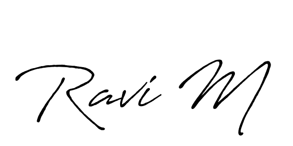 Create a beautiful signature design for name Ravi M. With this signature (Antro_Vectra_Bolder) fonts, you can make a handwritten signature for free. Ravi M signature style 7 images and pictures png