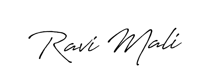 How to make Ravi Mali name signature. Use Antro_Vectra_Bolder style for creating short signs online. This is the latest handwritten sign. Ravi Mali signature style 7 images and pictures png