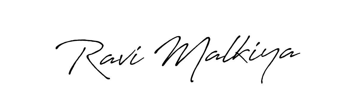 Use a signature maker to create a handwritten signature online. With this signature software, you can design (Antro_Vectra_Bolder) your own signature for name Ravi Malkiya. Ravi Malkiya signature style 7 images and pictures png