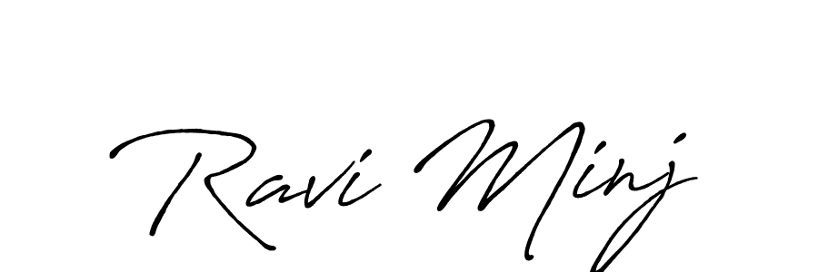 Ravi Minj stylish signature style. Best Handwritten Sign (Antro_Vectra_Bolder) for my name. Handwritten Signature Collection Ideas for my name Ravi Minj. Ravi Minj signature style 7 images and pictures png