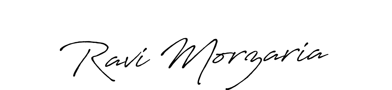 Make a beautiful signature design for name Ravi Morzaria. With this signature (Antro_Vectra_Bolder) style, you can create a handwritten signature for free. Ravi Morzaria signature style 7 images and pictures png