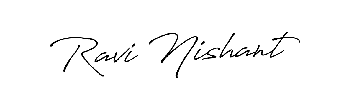 How to make Ravi Nishant name signature. Use Antro_Vectra_Bolder style for creating short signs online. This is the latest handwritten sign. Ravi Nishant signature style 7 images and pictures png