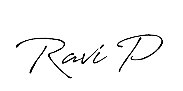 Ravi P stylish signature style. Best Handwritten Sign (Antro_Vectra_Bolder) for my name. Handwritten Signature Collection Ideas for my name Ravi P. Ravi P signature style 7 images and pictures png