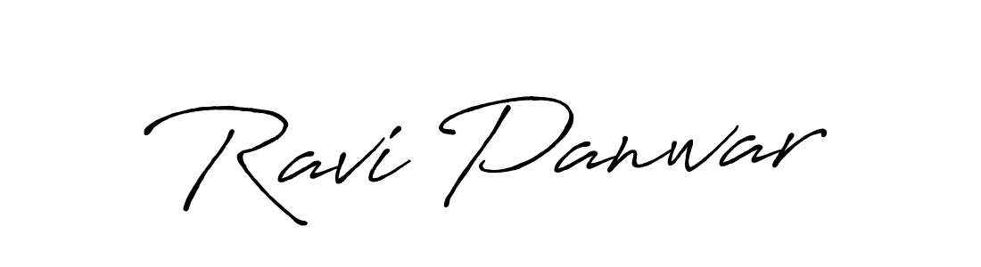 How to make Ravi Panwar name signature. Use Antro_Vectra_Bolder style for creating short signs online. This is the latest handwritten sign. Ravi Panwar signature style 7 images and pictures png