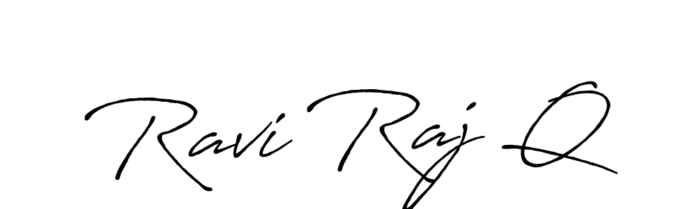 How to make Ravi Raj Q name signature. Use Antro_Vectra_Bolder style for creating short signs online. This is the latest handwritten sign. Ravi Raj Q signature style 7 images and pictures png
