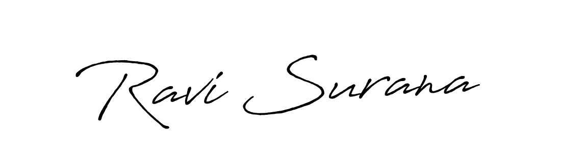How to make Ravi Surana name signature. Use Antro_Vectra_Bolder style for creating short signs online. This is the latest handwritten sign. Ravi Surana signature style 7 images and pictures png
