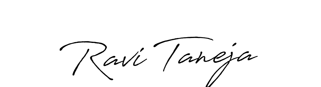 How to make Ravi Taneja name signature. Use Antro_Vectra_Bolder style for creating short signs online. This is the latest handwritten sign. Ravi Taneja signature style 7 images and pictures png