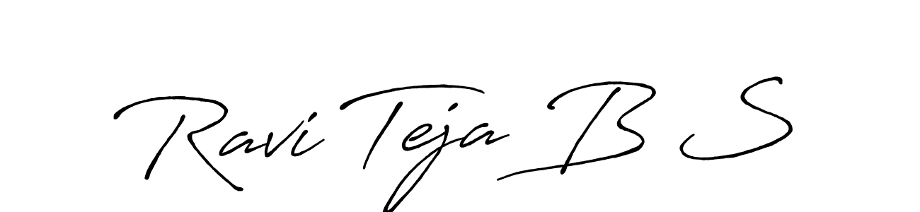 The best way (Antro_Vectra_Bolder) to make a short signature is to pick only two or three words in your name. The name Ravi Teja B S include a total of six letters. For converting this name. Ravi Teja B S signature style 7 images and pictures png